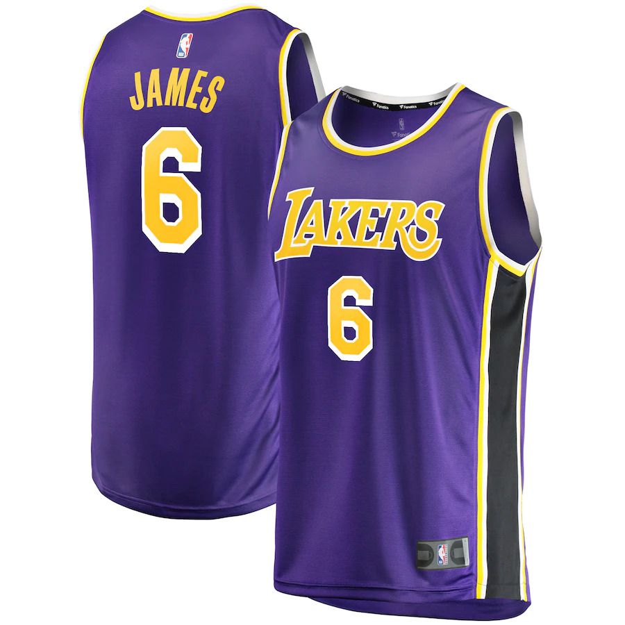 Men Los Angeles Lakers 6 LeBron James Fanatics Branded Purple Fast Break Replica Player NBA Jersey